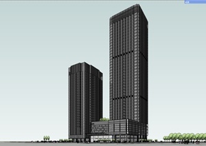 某现代高层办公酒店综合体建筑设计SU(草图大师)模型
