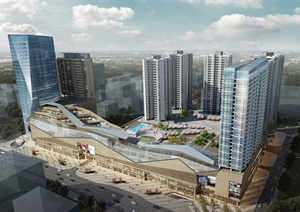 现代风格商业广场建筑设计SU(草图大师)模型
