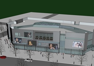 现代风格商业购物中心建筑设计SU(草图大师)模型