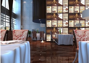 某中式风格茶餐厅室内装饰设计方案（含psd、3dmax、cad）