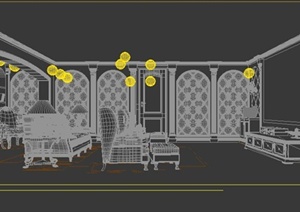 欧式风格住宅影视厅室内设计3DMAX模型