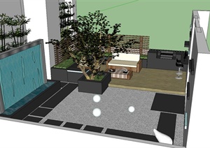 园林景观小型庭院花园设计SU(草图大师)模型