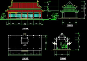 中式古建筑寺庙建筑设计CAD图纸
