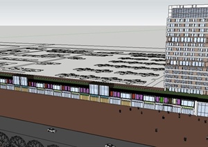 现代商住楼建筑设计SU(草图大师)模型