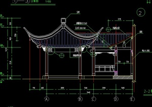 某古典中式江南园林亭廊结构设计CAD施工图