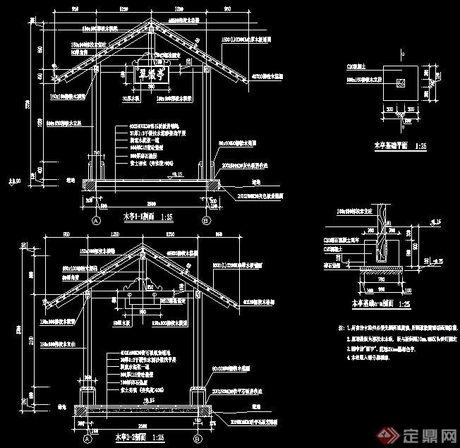 園林景觀木亭子施工詳圖