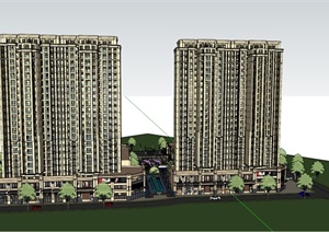 某批发市场商住房建筑设计SU(草图大师)模型