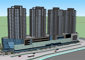 某联排商住房综合体建筑设计SU(草图大师)模型