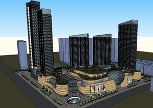 某城市综合商场现代风格建筑设计SU(草图大师)模型