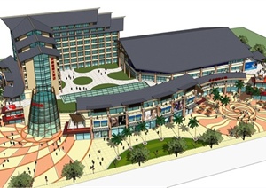 清远美林商业中心建筑设计SU(草图大师)模型（含四套方案）