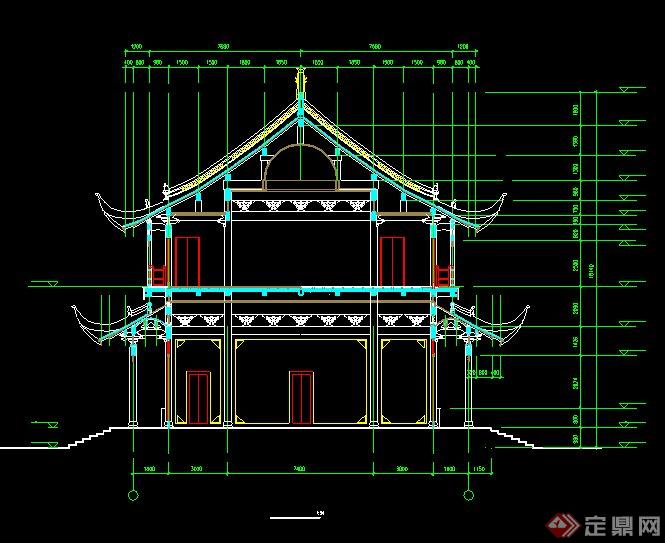 某中式风格二层古建筑设计图纸(2)