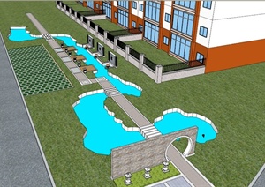 某住宅区水体景观设计SU(草图大师)模型