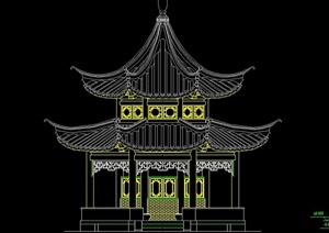 某古典中式十六柱八角重檐亭设计CAD全套施工图