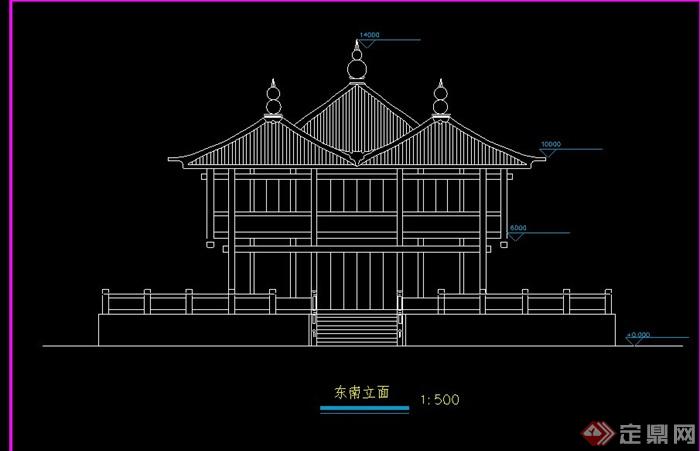 某寺庙建筑和景观节点设计方案图(1)