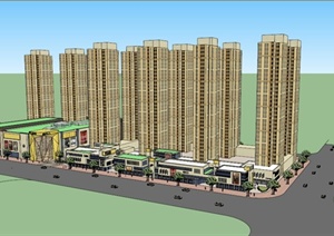 商住地块2个建筑设计SU(草图大师)方案模型