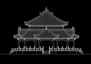 某古典中式重檐亭设计CAD立面图