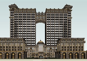 某古典欧式风格奢华酒店建筑设计SU(草图大师)模型