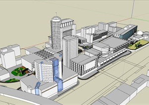 某城市综合建筑体景观设计SU(草图大师)模型