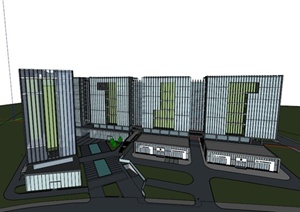 现代某总部高层办公楼建筑设计SU(草图大师)模型