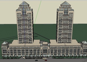 现代风格高层商业及办公综合建筑设计SU(草图大师)模型