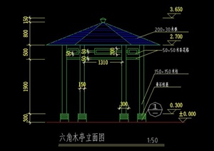 某木制六角亭设计CAD施工详图