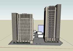 现代某多层办公大厦建筑设计SU(草图大师)模型