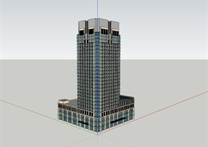 现代某城市办公综合体建筑设计SU(草图大师)模型