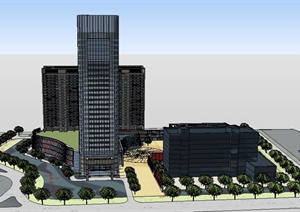 某地商业综合楼建筑设计SU(草图大师)模型