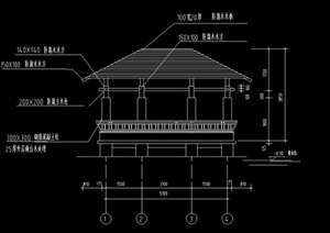 某木亭廊花架设计CAD图