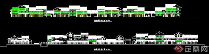 现代中式商业美食街立面图(1)