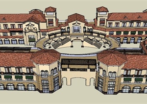 欧式风格购物商场商业建筑设计SU(草图大师)模型