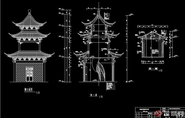 某古典中式三层塔楼设计CAD施工图(2)