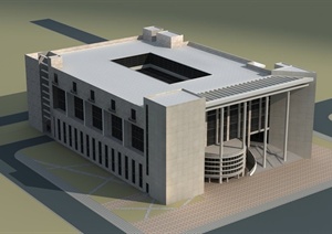 现代风格图书馆建筑设计3dmax模型