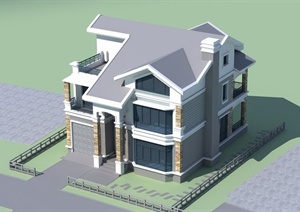 某两层半别墅建筑设计3DMAX模型