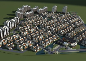 现代风格住宅小区建筑设计3dmax模型