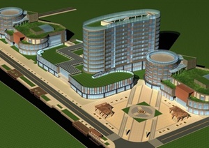 现代风格商业中心建筑景观设计3dmax模型