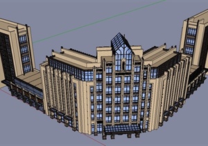 某综合办公楼建筑设计SU(草图大师)模型