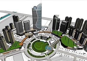 某广场商业综合体建筑设计方案SU(草图大师)模型