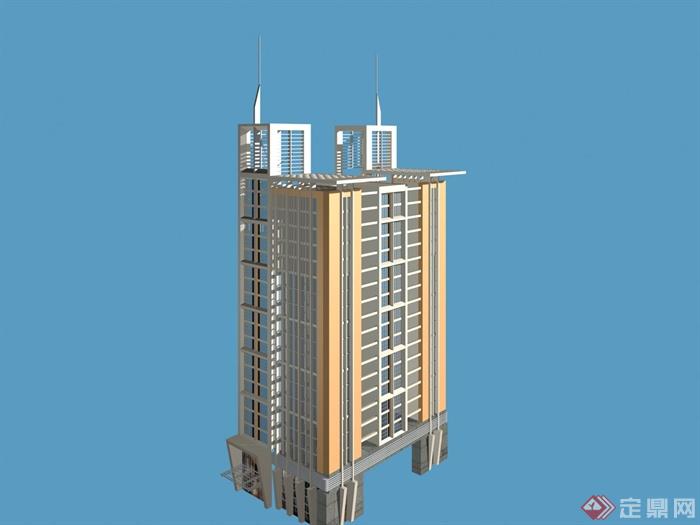 某办公楼建筑框架设计Max模型