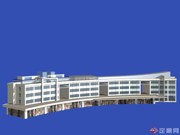 现代风格四层商业办公建筑设计3dmax模型