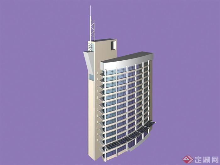 现代小高层办公楼建筑设计Max模型