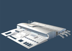 现代科技展览馆建筑设计3dmax模型