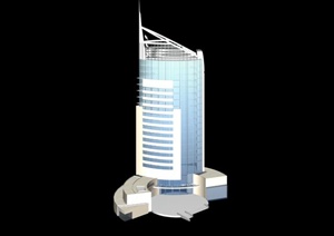 一栋现代高层办公楼建筑设计3dmax模型