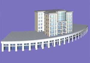 弧形商业建筑设计3dMax模型