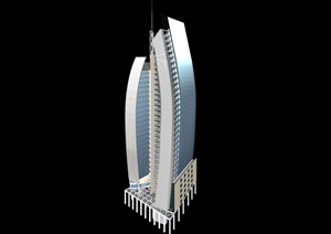 现代风格高层酒店建筑设计3dmax模型