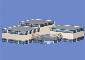 某现代两层工厂厂房建筑设计3DMAX模型