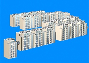 多栋多层办公楼建筑设计3DMAX模型