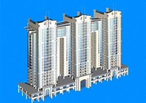 某现代三栋联排高层办公建筑设计3DMAX模型