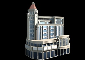 英式风格商业办公综合建筑设计3dmax模型