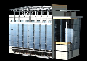 一栋现代风格商业办公综合建筑设计3dmax模型